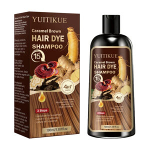 YUITIKUE Caramel Brown Hair Dye Shampoo - 4in1 Moisturizing Hair Color Shampoo Long-Lasting Hair Dye for All Hair Types